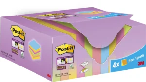 Post-it Super Sticky Notes Colour, 90 vel, ft 47,6 x 47,6 mm, 20 + 4 GRATIS — gekleurde notes