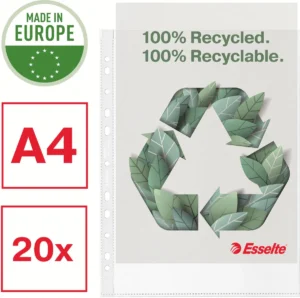 Esselte geperforeerde showtas, 100 % gerecycleerd, ft A4, 70 micron, doos van 20 stuks — detail 2