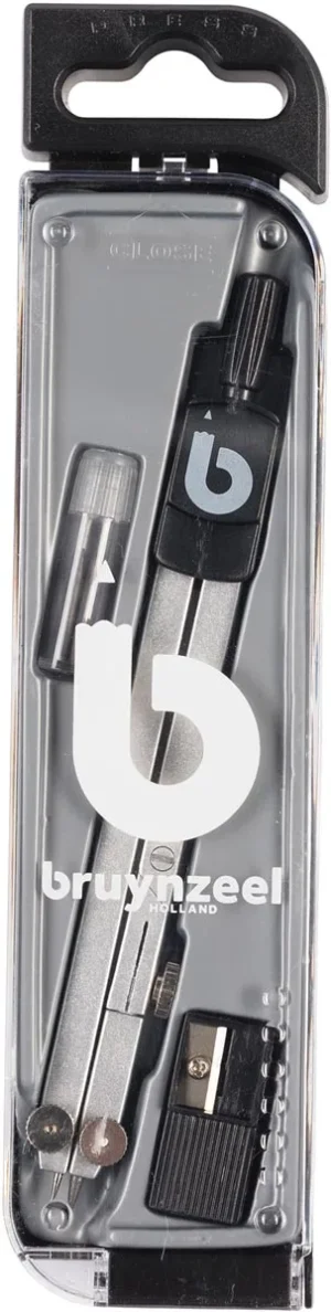 Bruynzeel 3-delige passer, in etui — schoolpasser