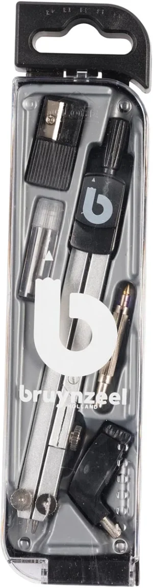 Bruynzeel 5-delige passer, in etui — schoolpasser