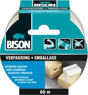 Bison verpakkkingstape, ft 50 mm x 66 m, transparant — verpakkingstape en dispensers
