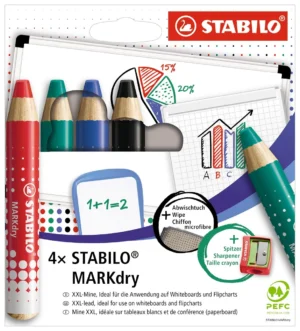 Stabilo MARKdry potlood voor whiteboards, etui van 4 stuks in geassorteerde kleuren — detail 2