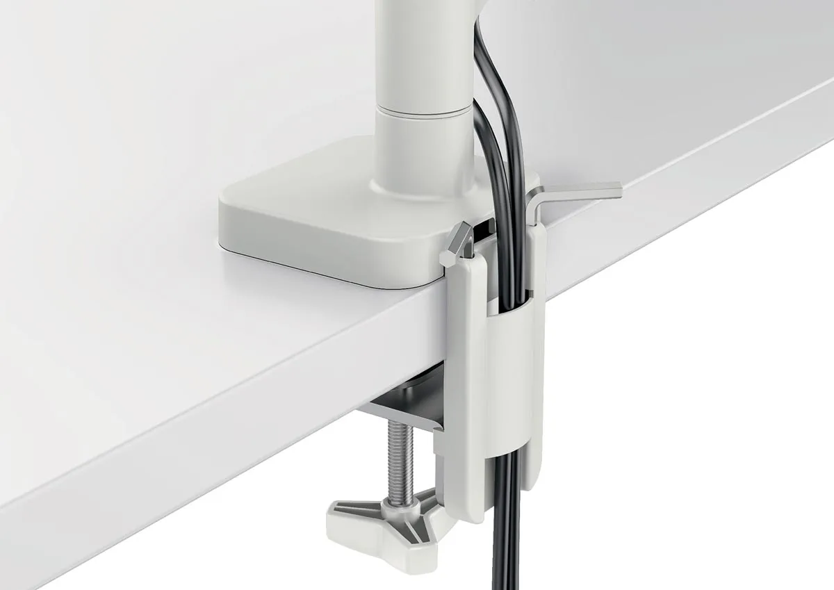 Leitz Ergo ruimtebesparende monitorarm, enkel, lichtgrijs — detail 4