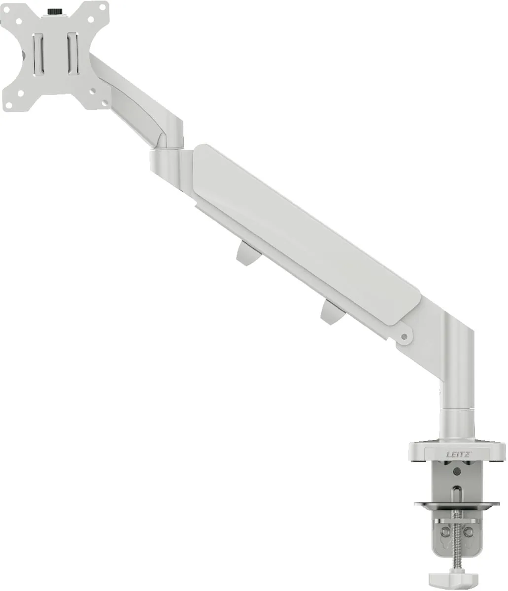 Leitz Ergo ruimtebesparende monitorarm, enkel, lichtgrijs — monitor- en telefoonarmen
