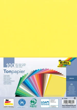 Folia gekleurd tekenpapier, 130 g, ft 21 x 29,7 cm, A4, geassorteerde kleuren, pak van 100 vel