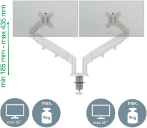 Leitz Ergo ruimtebesparende monitorarm, dubbel, lichtgrijs — detail 2