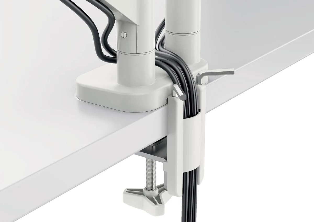 Leitz Ergo ruimtebesparende monitorarm, dubbel, lichtgrijs — detail 4