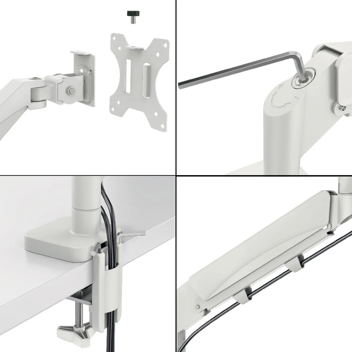 Leitz Ergo ruimtebesparende monitorarm, dubbele arm met 1 laptoparm, lichtgrijs — detail 4