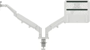 Leitz Ergo ruimtebesparende monitorarm, dubbele arm met 1 laptoparm, lichtgrijs — monitor- en telefoonarmen