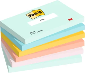 Zes Post-it Notes memoblokken Beachside colour collection in blauw, groen, oranje, roze en geel