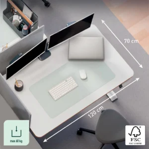 Leitz Ergo Zit/Sta bureau, ft blad 120 x 70 cm, elektrisch, op voet — detail 2