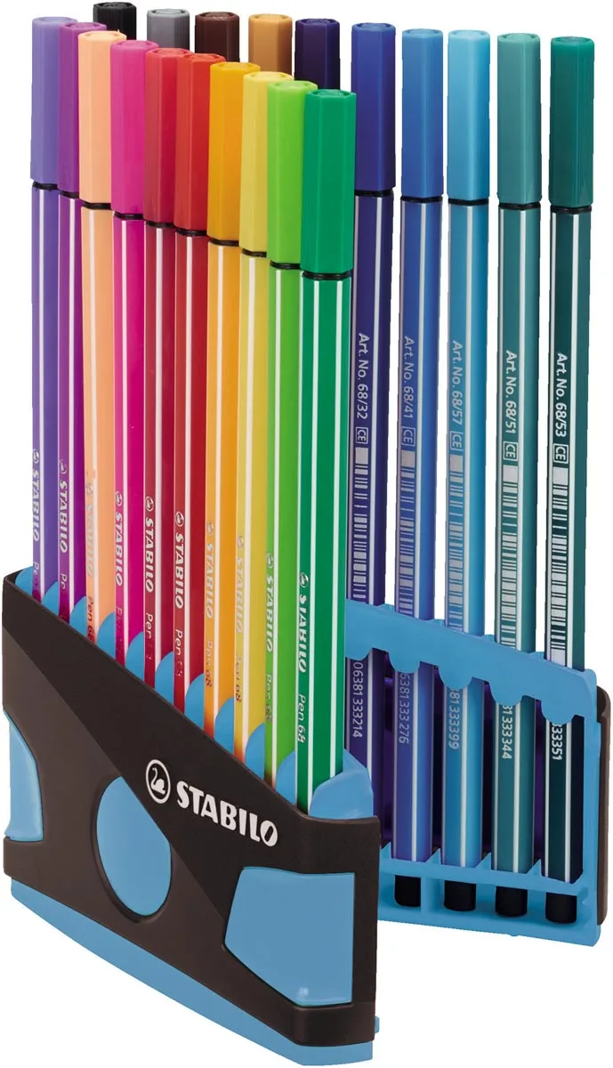 STABILO Pen 68, ColorParade, blauw-grijze doos, 20 stuks in geassorteerde kleuren — detail 3
