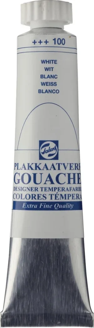 Tube Talens plakkaatverf Extra Fijn van 20 ml in de kleur wit