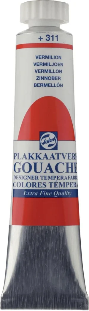 Tube Talens plakkaatverf Extra Fijn van 20 ml in de kleur vermiljoen