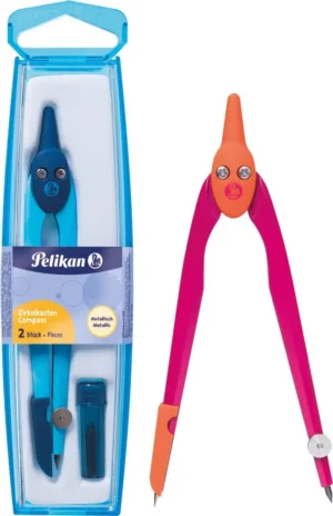 Pelikan passer met reservemines, in doosje, in geassorteerde kleuren — schoolpasser