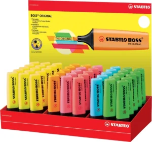 STABILO BOSS ORIGINAL markeerstift, display van 45 stuks in 6 geassorteerde kleuren
