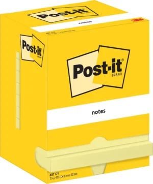 Post-It Notes, 100 vel, ft 76 x 102 mm, geel, pak van 12 blokken — gele notes
