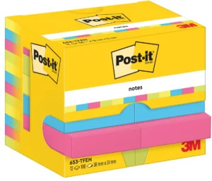 Post-It Notes Vitality, 100 vel, ft 38 x 51 mm, pak van 12 blokken — gekleurde notes