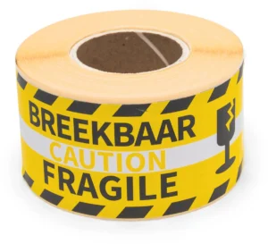 Rillprint etiketten Breekbaar, ft 46 x 125 mm, rol van 250 stuks — etiketten in kleinverpakking
