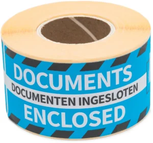 Rillprint etiketten Documenten ingesloten, ft 46 x 125 mm, rol van 250 stuks — etiketten in kleinverpakking
