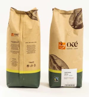 Zak OKE Koffie Fairtrade Royal koffiebonen van 1 kg met bonen uit Midden-Amerika en Braziliƫ
