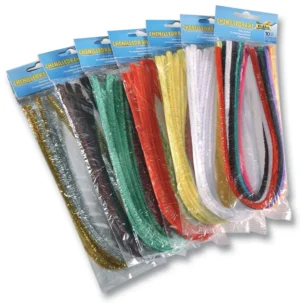 Zak met 100 stuks Folia chenilledraad van 8 mm in 10 geassorteerde kleuren