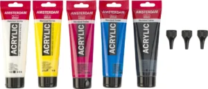Amsterdam acrylverf primair 120 ml, 5 tubes + 3 tuiten — detail 2