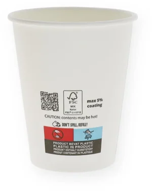 Beker uit karton, 237 ml, diameter 80 mmn wit, doos van 1000 stuks — cateringtoebehoren