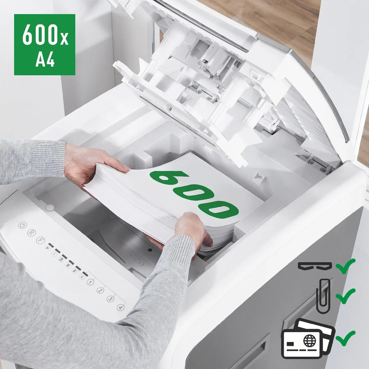 Leitz IQ Autofeed office pro 600 papiervernietiger P4 — detail 9