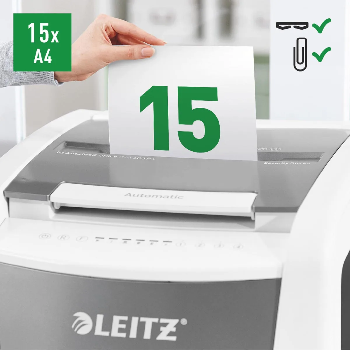 Leitz IQ Autofeed office pro 600 papiervernietiger P4 — detail 10
