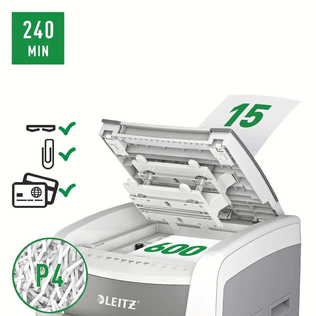 Leitz IQ Autofeed office pro 600 papiervernietiger P4 — detail 6