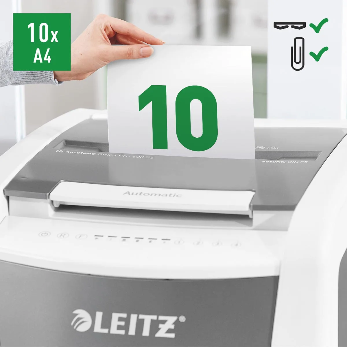 Leitz IQ Autofeed office pro 600 papiervernietiger P5 — detail 7