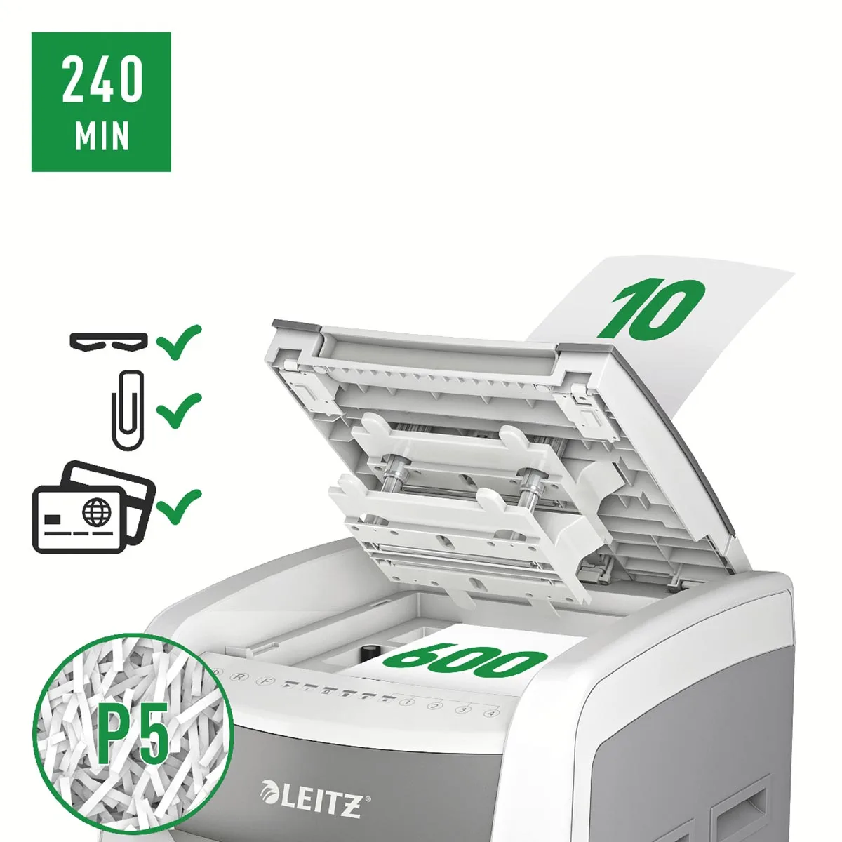 Leitz IQ Autofeed office pro 600 papiervernietiger P5 — detail 6