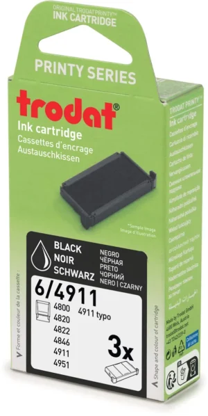 Trodat vervangkussen, voor stempel 4911/4820/4822/4846, blister van 3 stuks, zwart — stempelkussens en -inkten