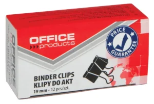 Zwarte OFFICE products foldbackclip van 19 mm breed, doosje met 12 stuks