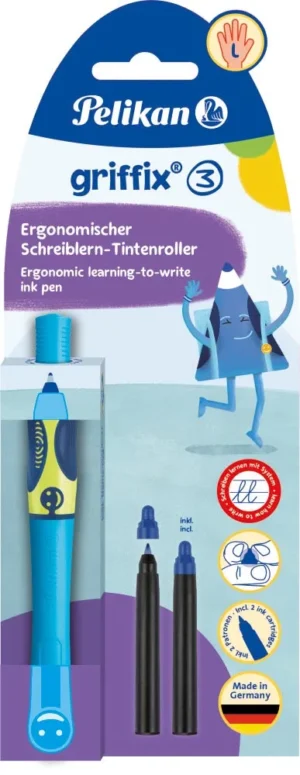 Pelikan Griffix roller, op blister, voor linkshandigen, blauw - groen — liquid-ink rollers