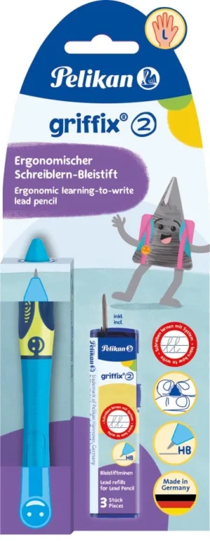 Pelikan Griffix vulpotlood, op blister, voor linkshandigen, blauw - groen — navulbare potloden