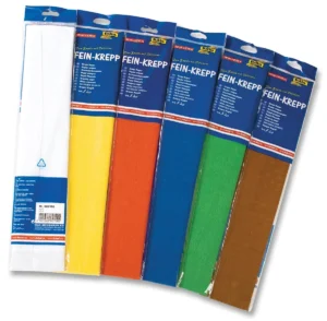 Folia crêpepapier, ft 250 x 50 cm, geassorteerde kleuren, pak van 10 stuks — hobbypapier en -karton