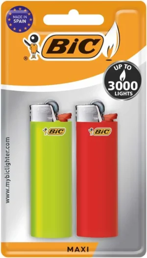 BIC Maxi vuursteen aansteker, blister van 2 stuks in geassorteerde kleuren — bic aanstekers