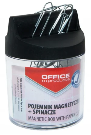 OFFICE products ronde transparante papierklemhouder met magnetisch deksel en 100 klemmen