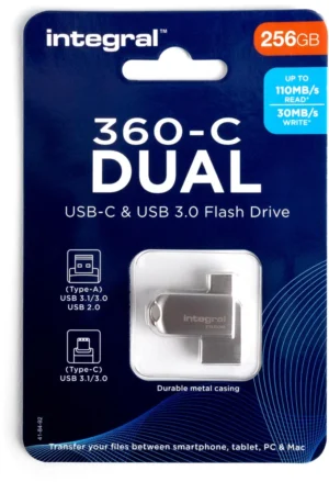 Integral 360-C Dual USB-C & USB 3.0 stick, 256 GB — usb sticks