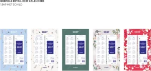 Brepols week omlegkalender op schild, fantasy, 2027 — mementokalender 2027