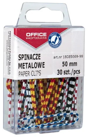 Blister met 30 gestreepte papierklemmen van OFFICE products in geassorteerde kleuren