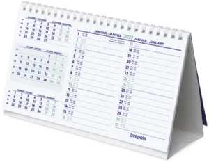 Brepols bureaukalender horizontaal 2027 met spiraalbinding en datumaanwijzer