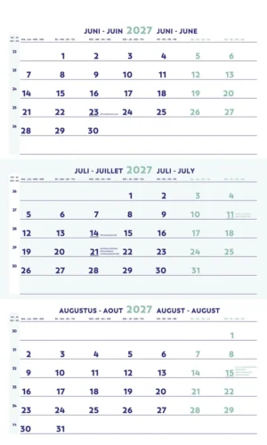 Brepols driemaandskalender 2027 — mementokalender 2027