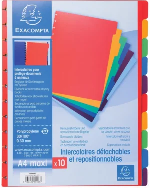 Exacompta uitneembare tabbladen voor showalbum met ringen, in gekleurd PP, 10 tabs — detail 2