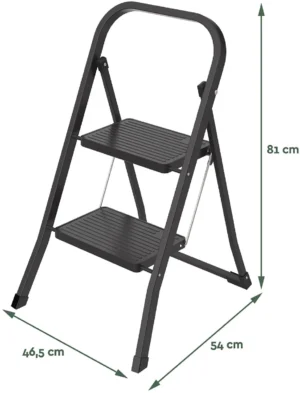 Brasq trapladder SL200, metaal, zwart, 2 treden — detail 2