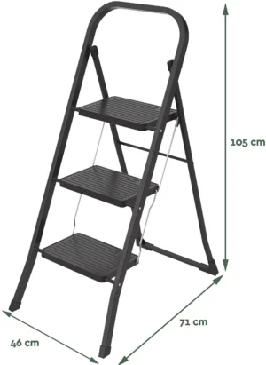Brasq trapladder SL300, metaal, zwart, 3 treden — detail 2