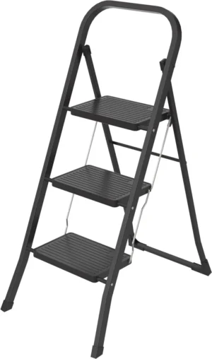 Brasq trapladder SL300, metaal, zwart, 3 treden — ladders en opstapjes