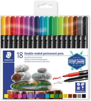 Staedtler permanent marker,dubbele punt, etui van 18 stuks, assorti — permanent markers